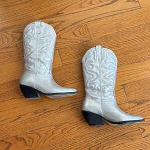 Steve Madden silver cowboy boots